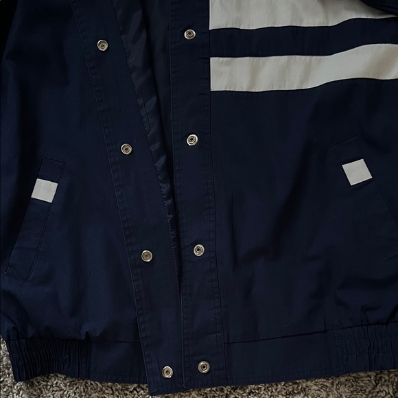 Vintage Current Air Navy Blue with White Accents Bomber Jacket Windbreaker in S - Picture 10 of 14